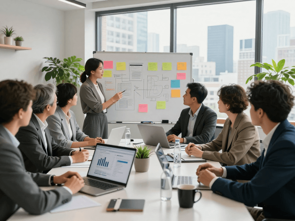 Team collaboration in a sleek office, showcasing net88's innovative approach.