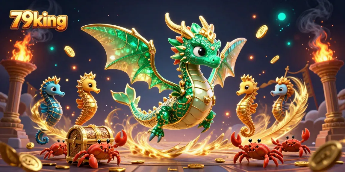 Engage with 79king's dynamic 3D casino scene featuring magical elements and vibrant action.