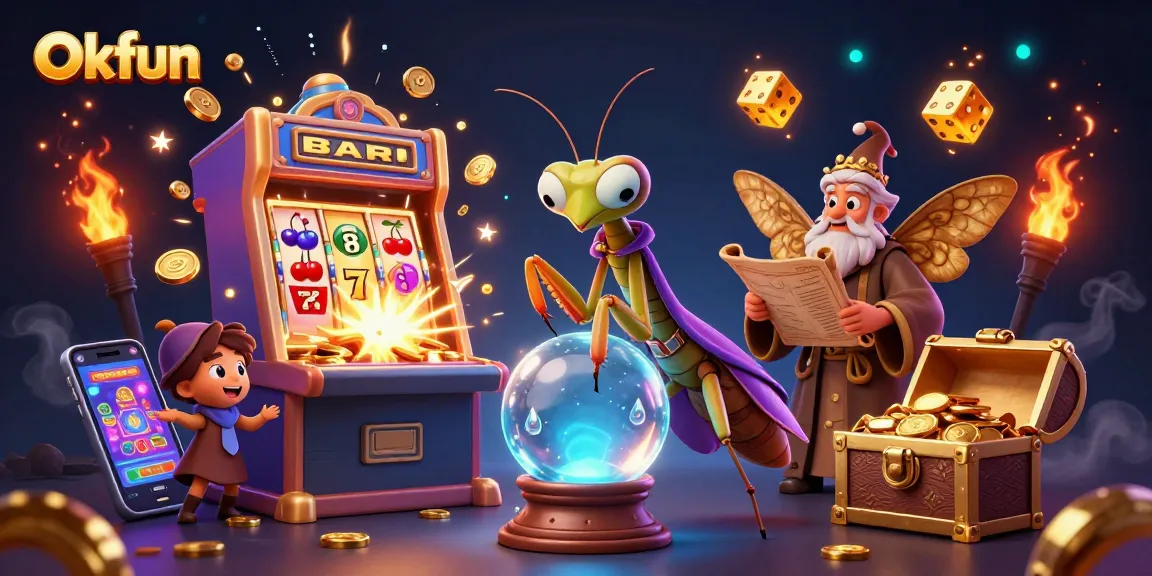 Engage in thrilling gameplay at Okfun with vibrant slot elements and enchanting characters