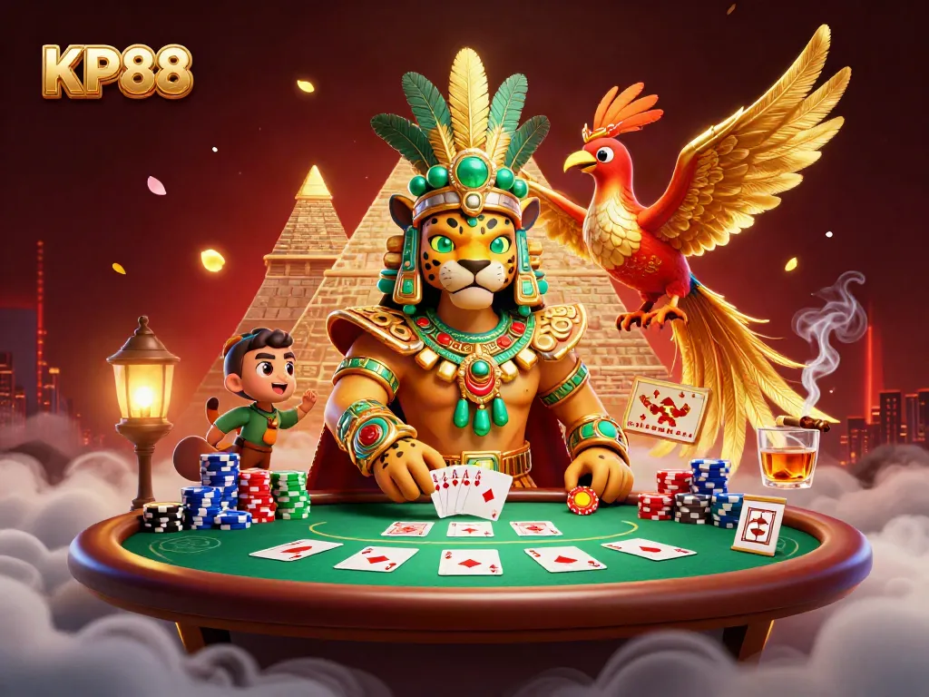 Experience exciting gameplay at KP88 with Mayan characters and vibrant casino elements.
