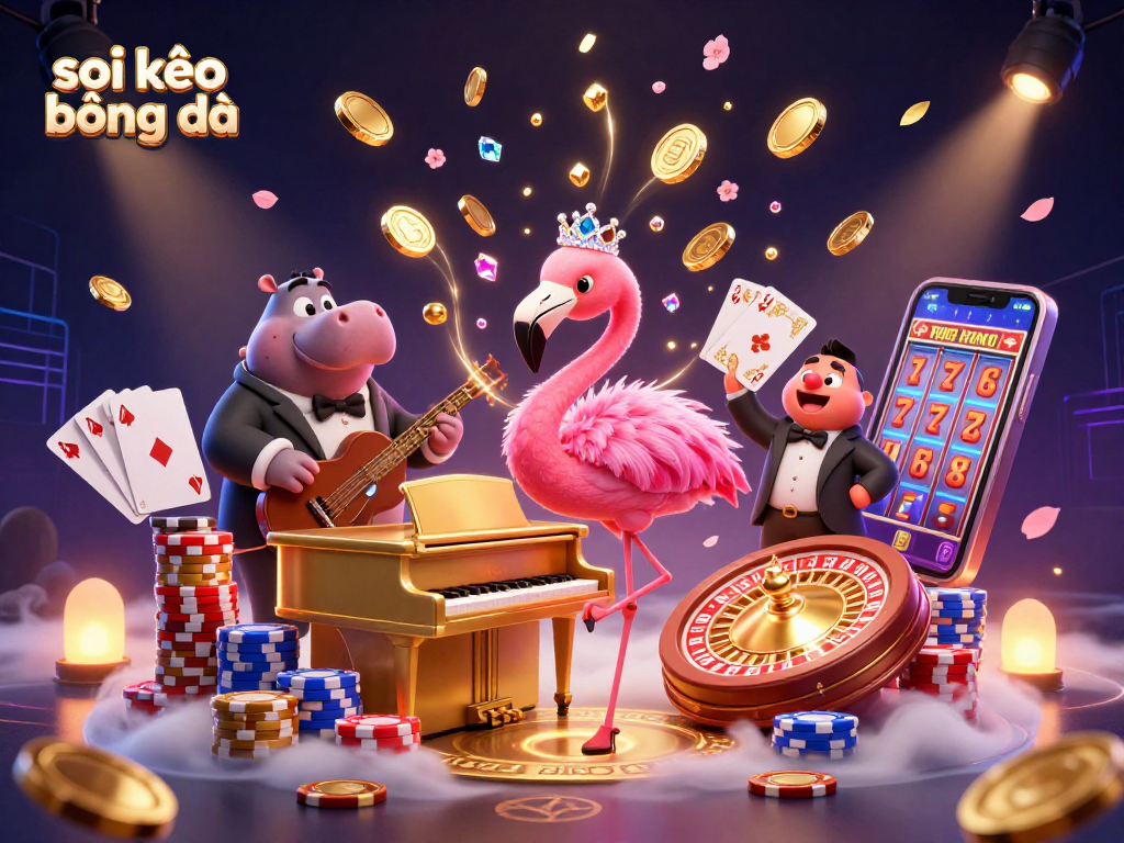 Engaging soi kèo bóng đá visual featuring a vibrant casino scene with characters and dynamic elements.