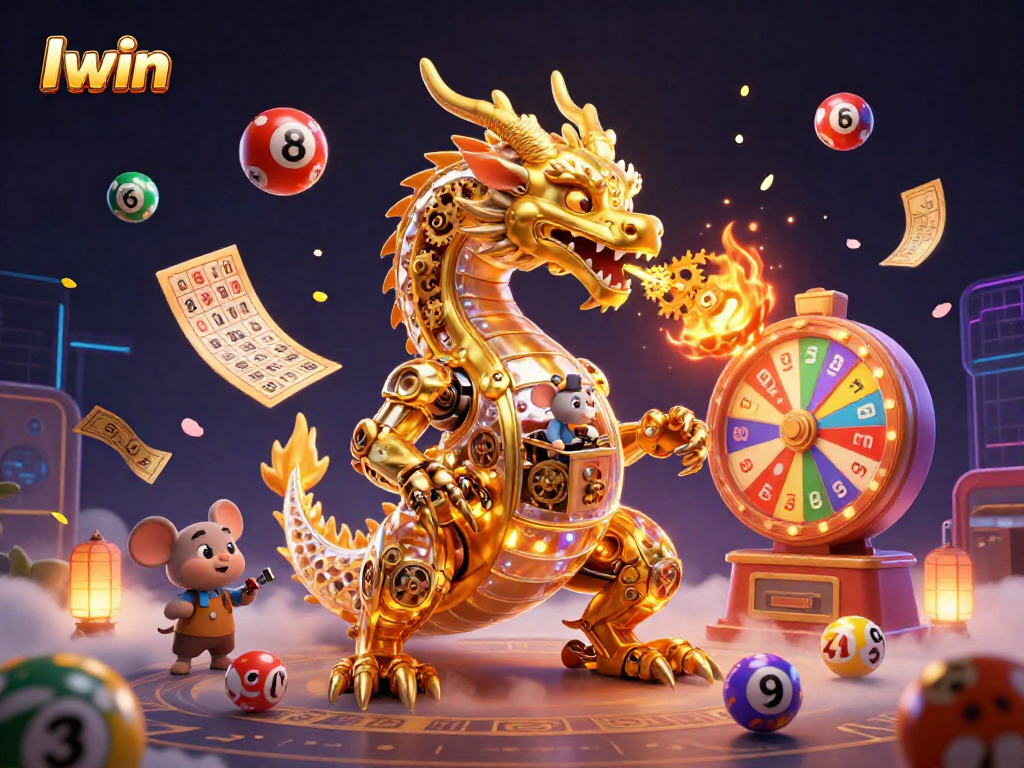 Iwin draws players into an exciting lottery scene with vibrant balls and golden tickets.