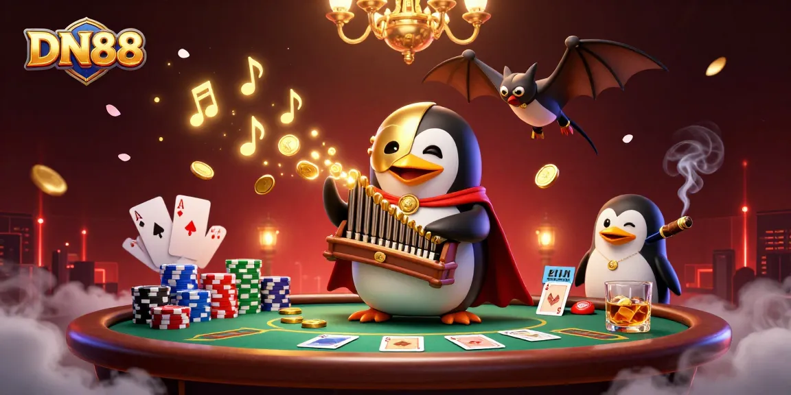 Experience thrilling gameplay at DN88 with a phantom penguin organist and poker excitement.