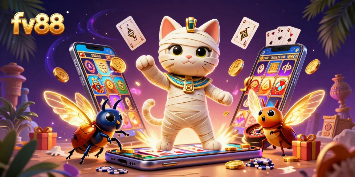 Experience thrilling wins at fv88 with a dynamic scene featuring gambling elements and exciting characters.