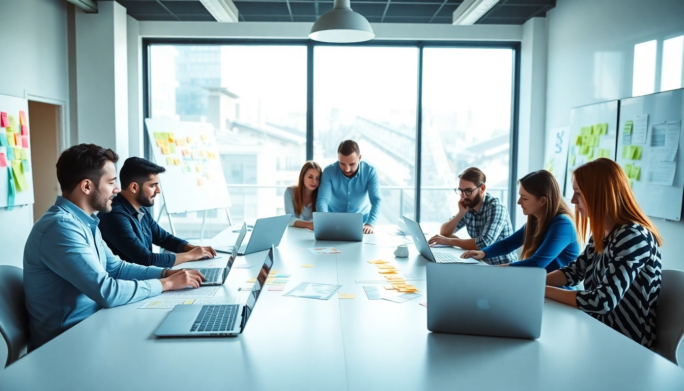 Team focuses on creative web design Edmonton projects in a vibrant and collaborative office setting.
