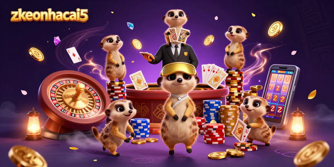 Engage with zkeonhacai5's vibrant meerkat casino scene, showcasing thrilling gaming action.