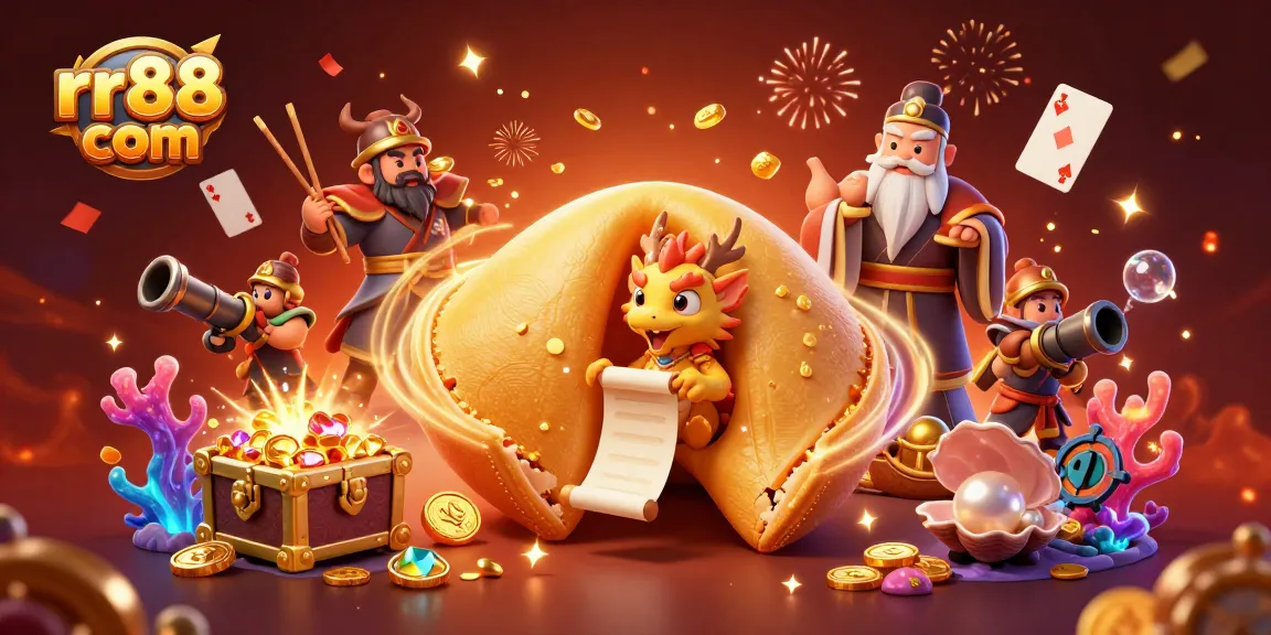 Engage with thrilling gameplay at rr88 com, featuring a festive casino scene with vibrant characters and sparkling prizes.