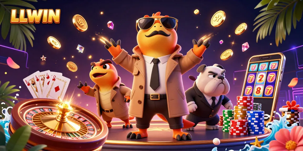 Experience exciting games at LLWIN with vibrant casino elements and animated characters.