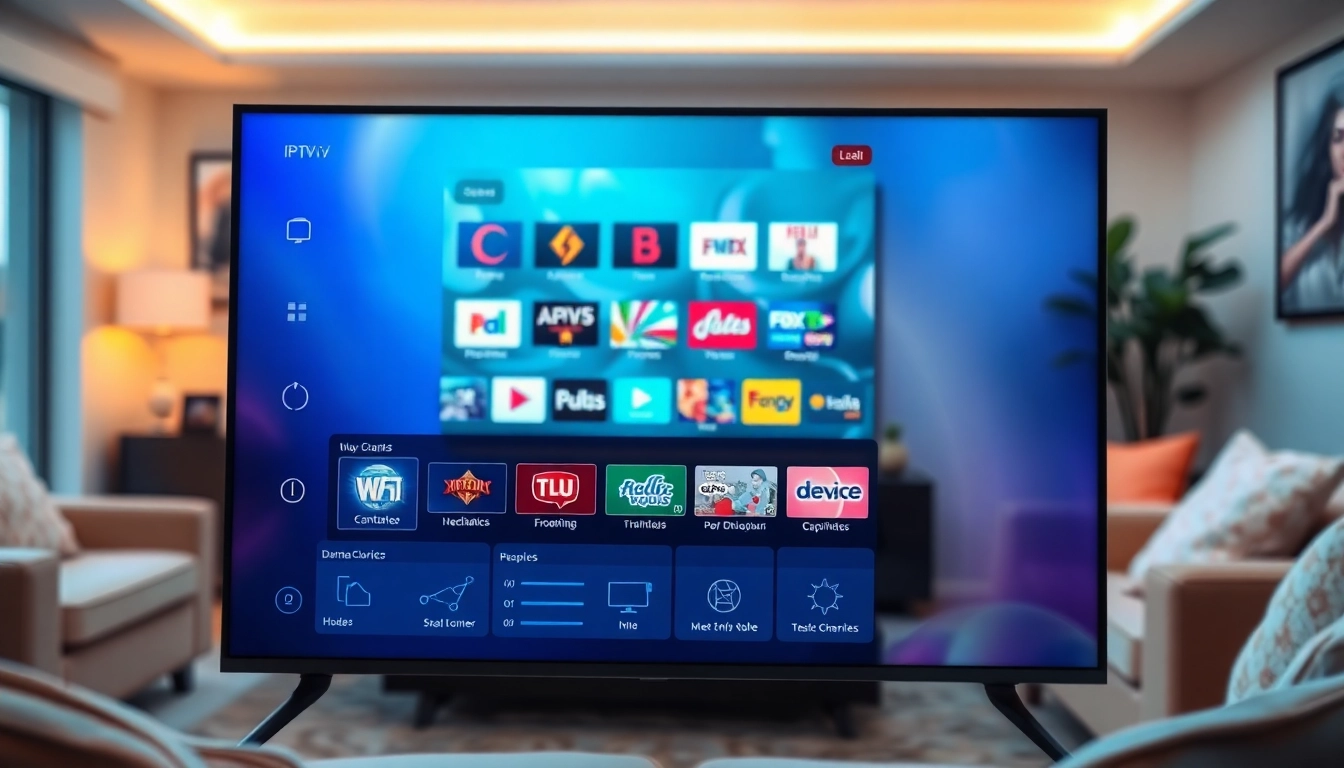 Engage with free trial iptv services through interactive streaming interface in a cozy living room.