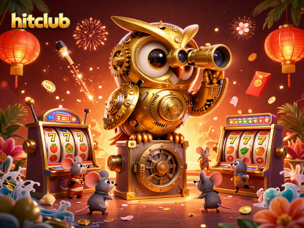 Experience the hitclub casino atmosphere with dynamic owl and festive game elements.