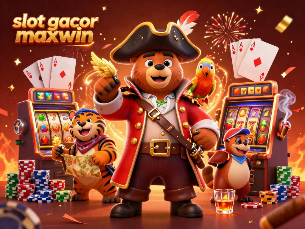 Engage with slot gacor maxwin in a vibrant 3D casino scene full of excitement and winning potential.