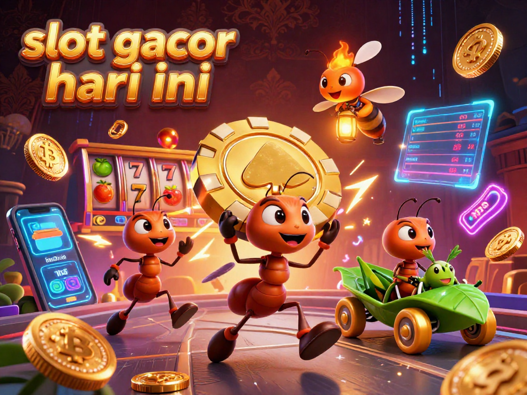 Enhance your play with slot gacor hari ini featuring ants in a heist with golden chips.