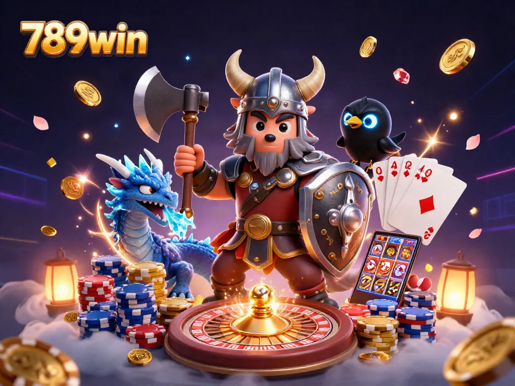 Spin your luck with 789win's captivating Viking adventure in an exciting casino scene.
