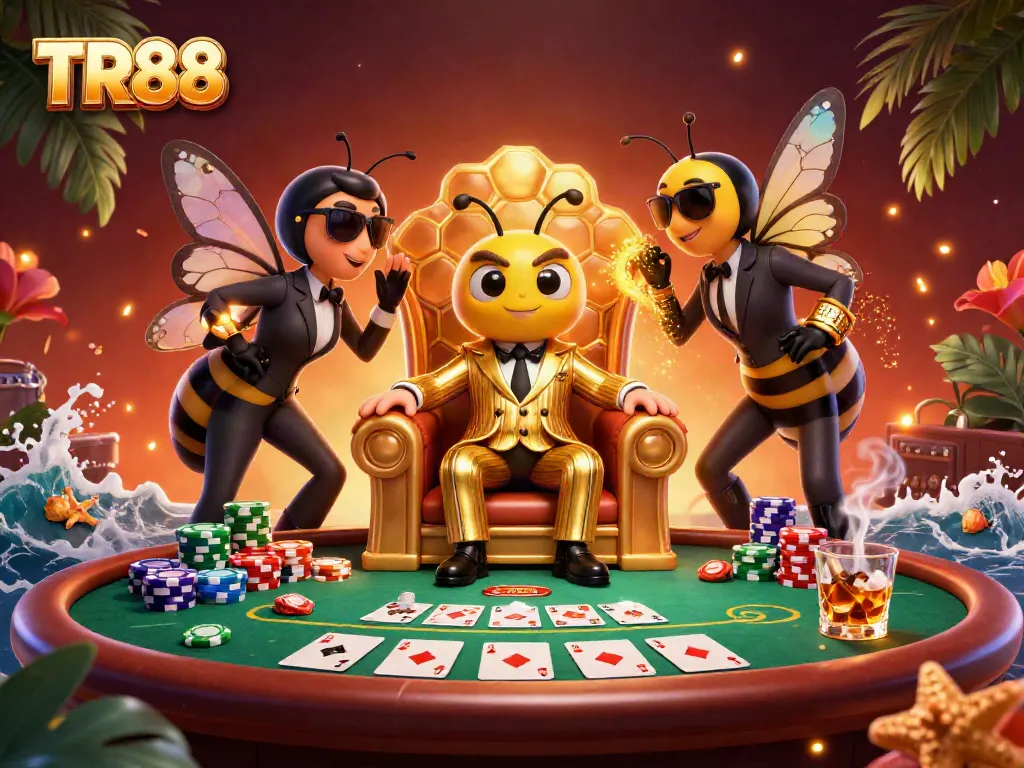 Join the TR88 mob boss at his poker table, surrounded by vibrant chips and a rich casino atmosphere.