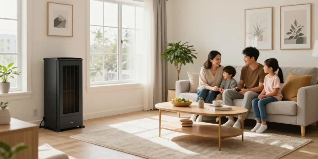 Cozy living room in Calgary featuring a new furnace installation, inviting space with natural light.