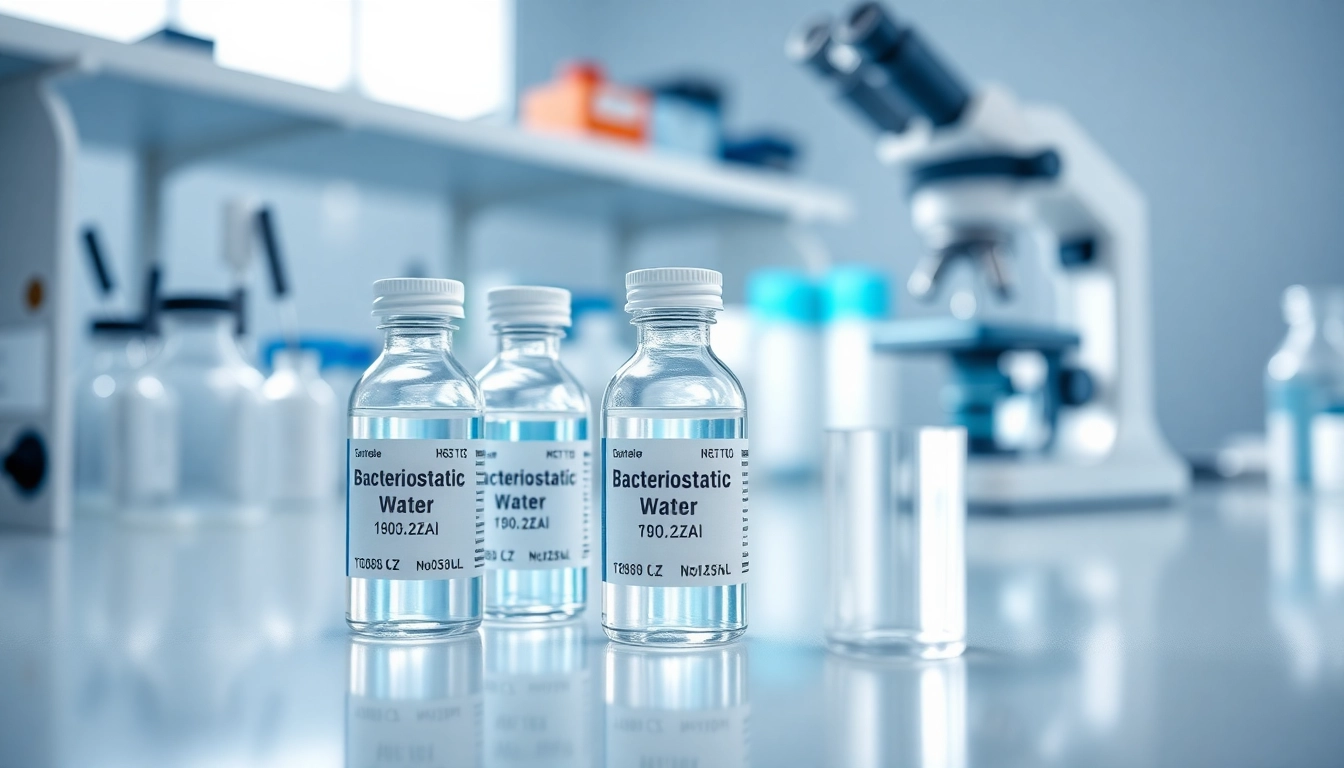 Using bac water vials for sterile peptide preparation in a modern lab.