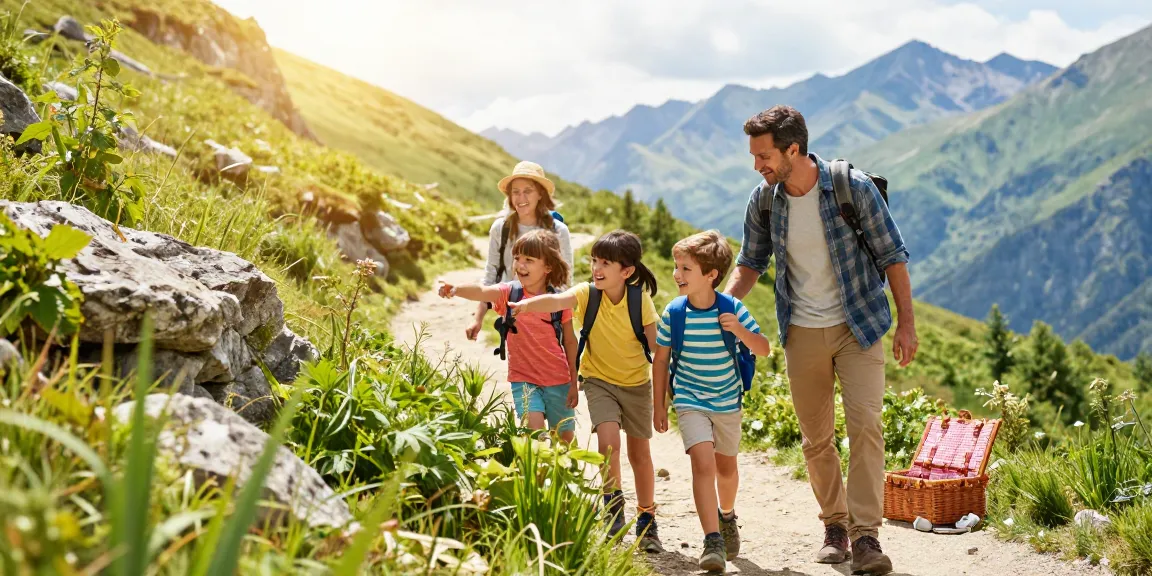 Family hiking adventure showcasing mantra88 login's community spirit in nature.