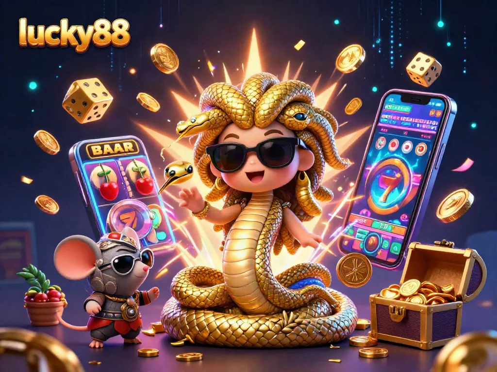 Spin the reels at lucky88 with Medusa and a warrior mouse amidst jackpot explosions and casino delights.