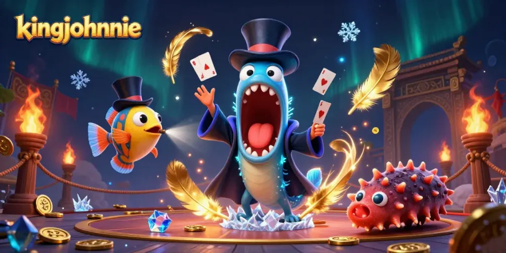 Experience thrilling magic tricks at kingjohnnie's online casino with vibrant underwater characters.