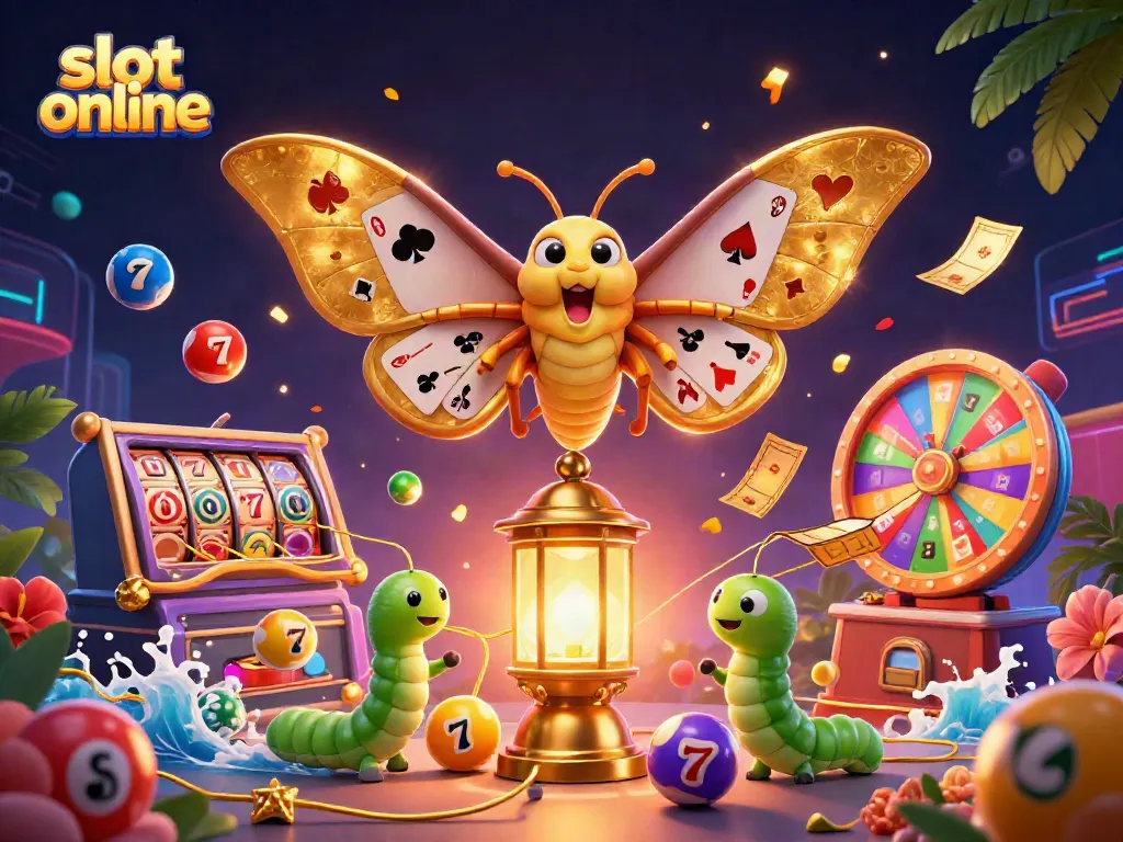 Engage with thrilling slot online experiences through vibrant illustrations of colorful casino games.