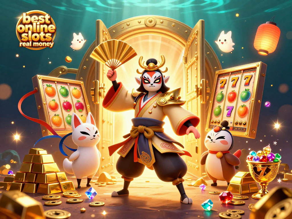 Spin the best online slots real money with vibrant fruit symbols, kabuki warriors, and jackpots!