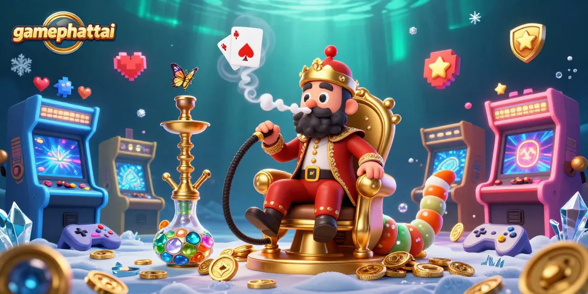 Experience gamephattai with a fantastical caterpillar master and vibrant casino elements in this captivating scene.