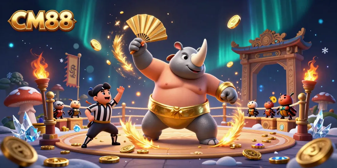 Watch CM88's cartoon beetle champion in a vibrant casino arena smashing through gold coins.