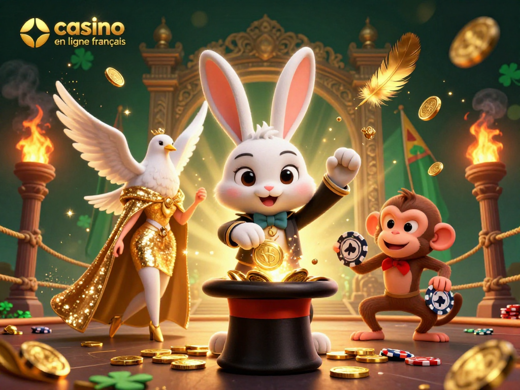 Le jeu passionnant au casino en ligne français, où des pièces en or volent autour d'un magicien et de ses complices.