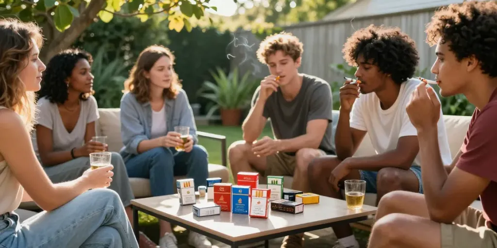 Enjoying a backyard gathering with friends while exploring wholesale cigarette online options.