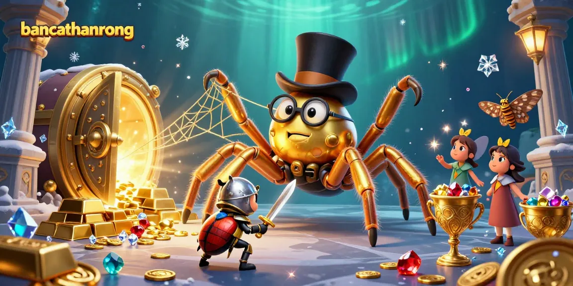 Bancathanrong captivates players with a giant golden tarantula amidst overflowing treasures in a rich casino scene.
