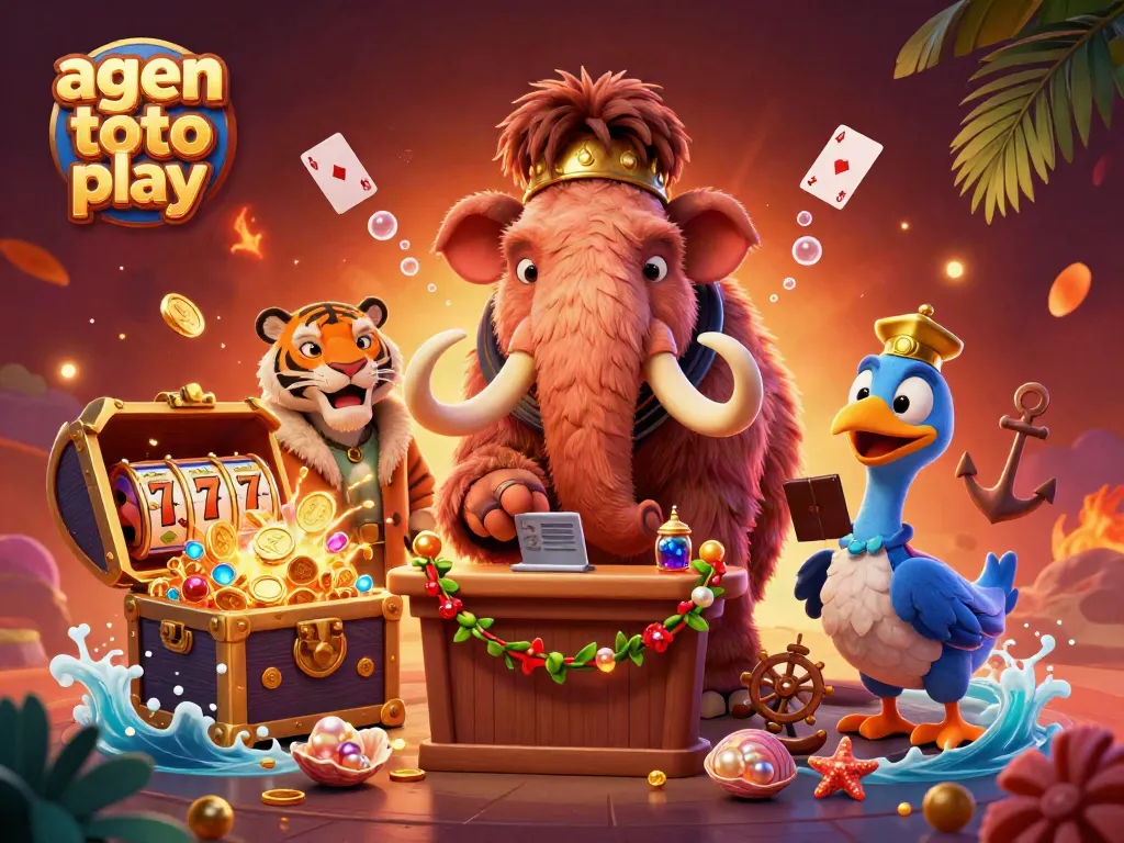 Experience the excitement of agen toto play with a vibrant scene featuring casino characters and dynamic game elements.