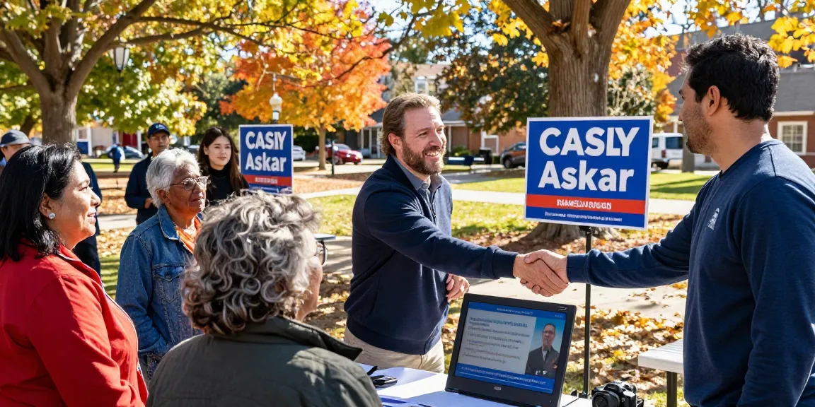 Casey Askar engaging with voters in a community park during his campaign