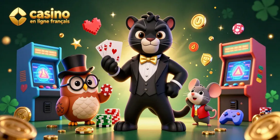 Illustration animée représentant le casino en ligne français avec une panthère élégante distribuant des cartes.