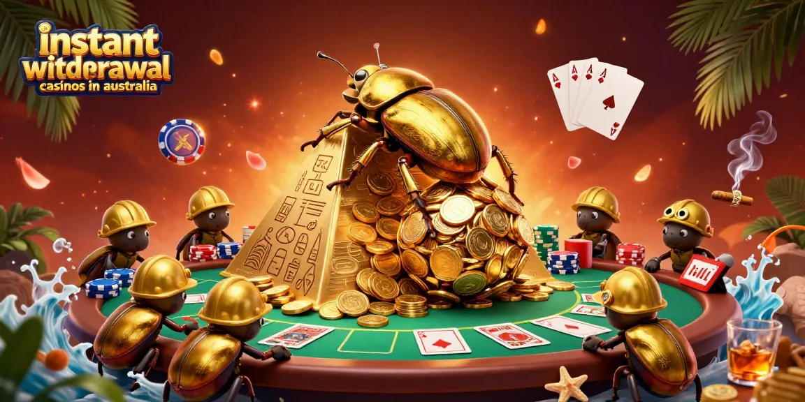 Join the excitement of instant withdrawal casinos in Australia with this vibrant 3D illustration featuring iconic casino elements.