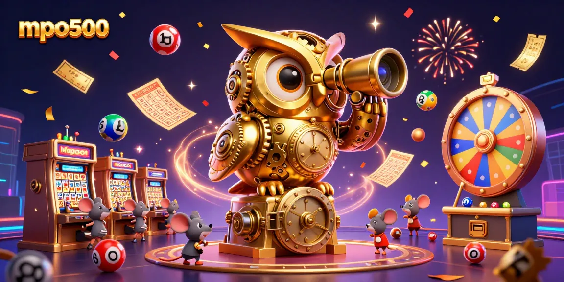 Experience the thrill of mpo500 with a magical 3D casino scene filled with vibrant elements and characters.