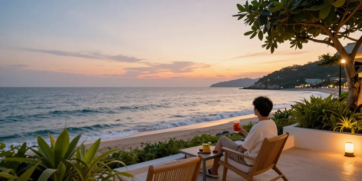 Experience peaceful 여수오피 with ocean view relaxation scene and sunset ambiance.