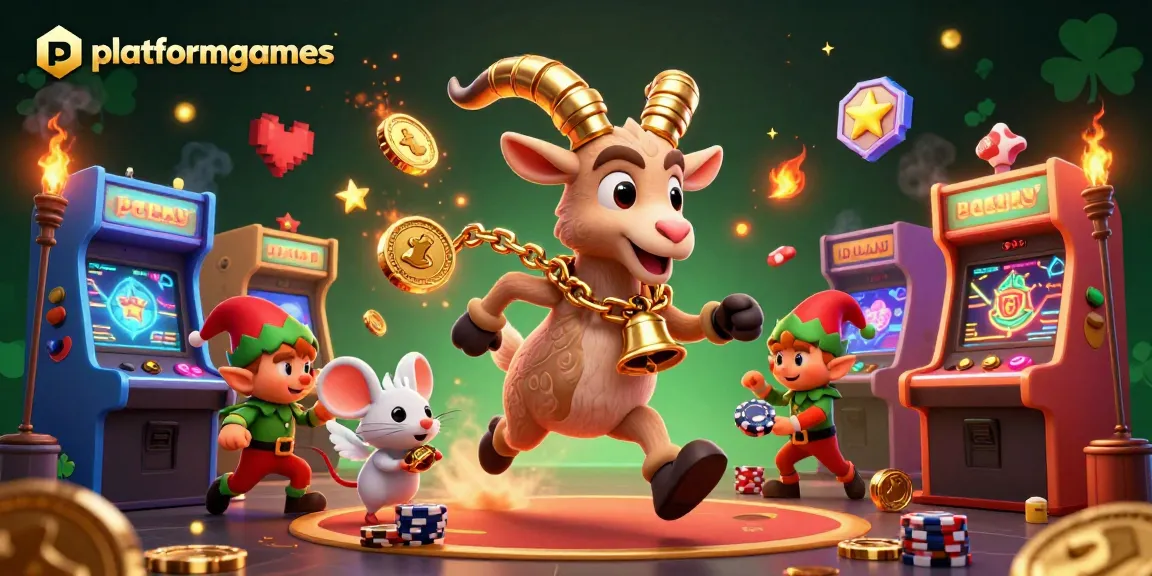Engage in thrilling casino action with platformgames as a 3D Krampus goat oversees a festive gaming frenzy.