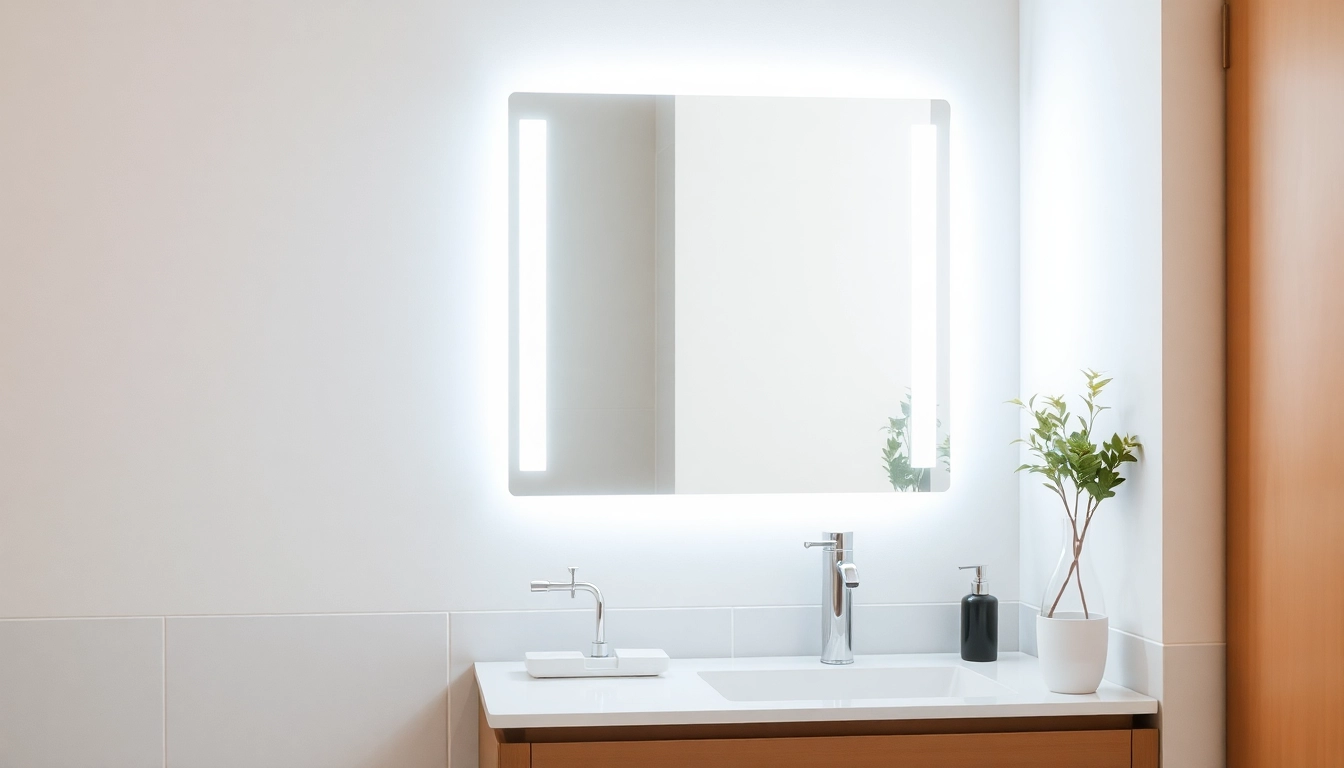 Illuminating led bathroom mirror enhances modern bathroom decor with elegant reflections.