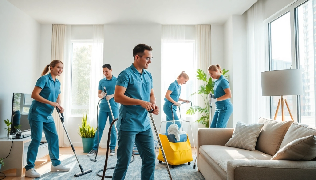 Efficient bond cleaning brisbane service showcasing professional cleaners at work in a bright apartment