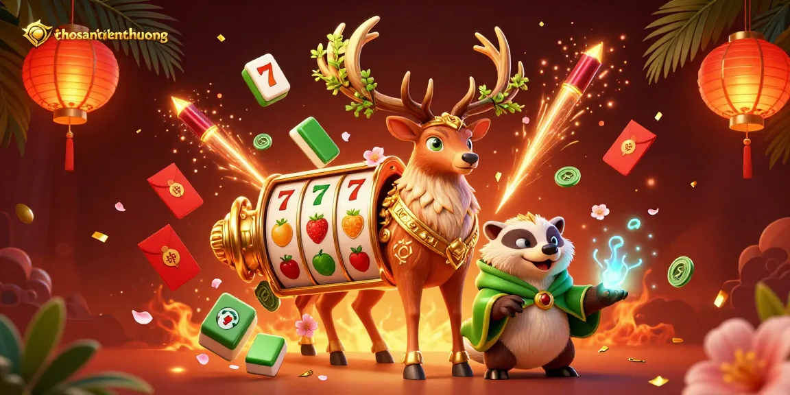Join the excitement of thosantienthuong with slot reels, lucky 7s, and dynamic 3D characters.