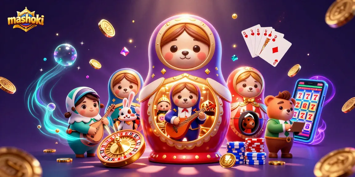 Experience mashoki with lively casino-themed 3D scene including bears in dealer outfits.