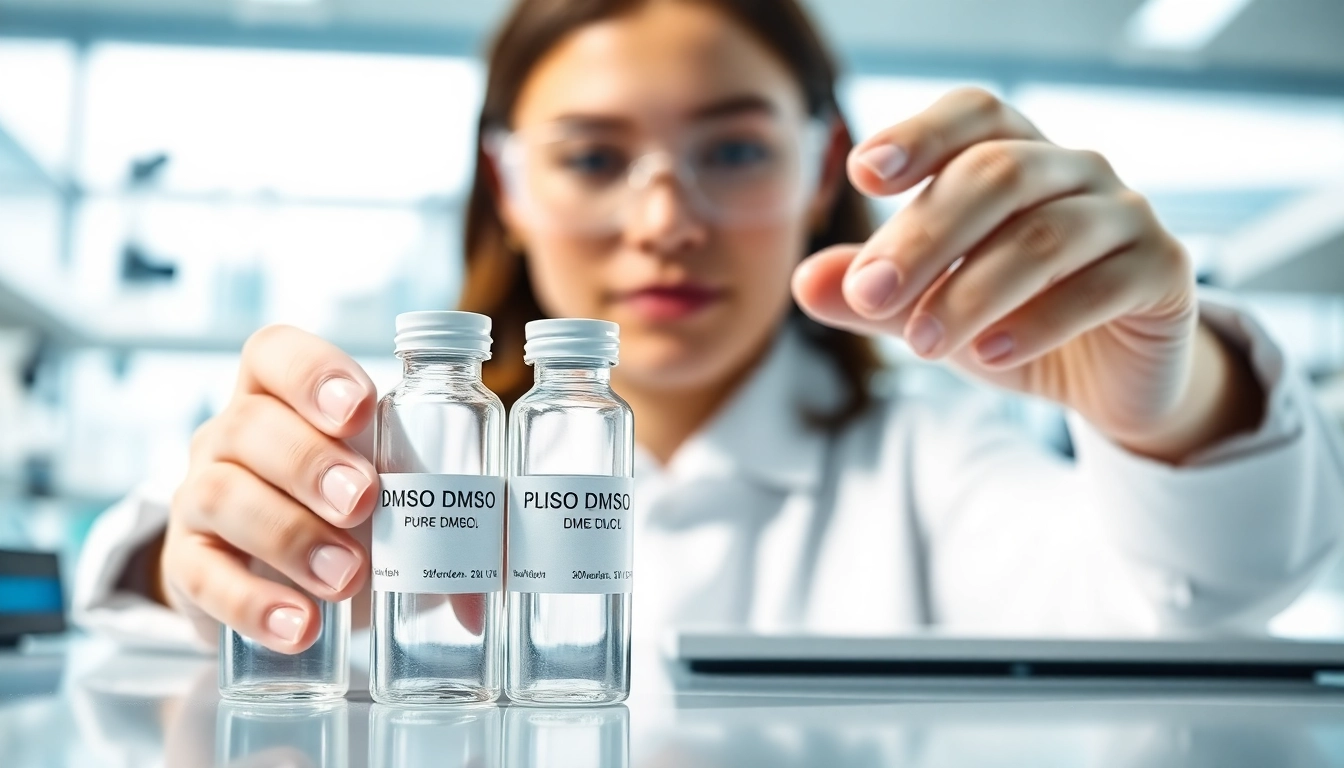 Exploring DMSO organic solutions in a laboratory setting with pure vials.