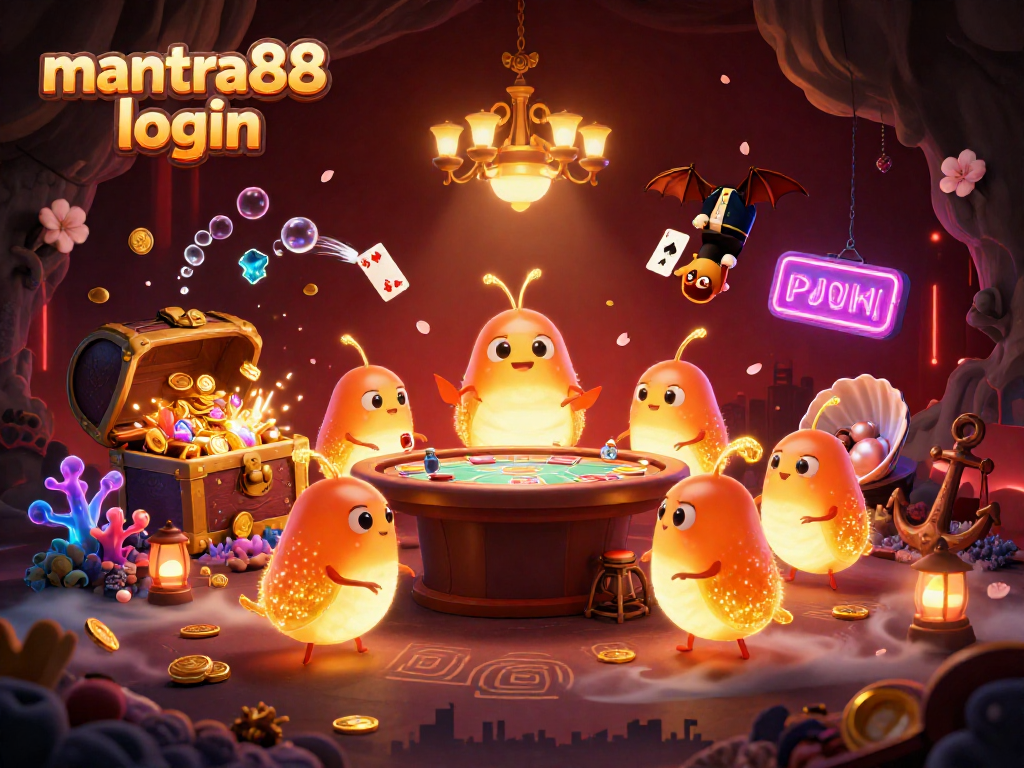 Spin and win at mantra88 login with a vibrant casino-themed glowworm scene lighting up the atmosphere.