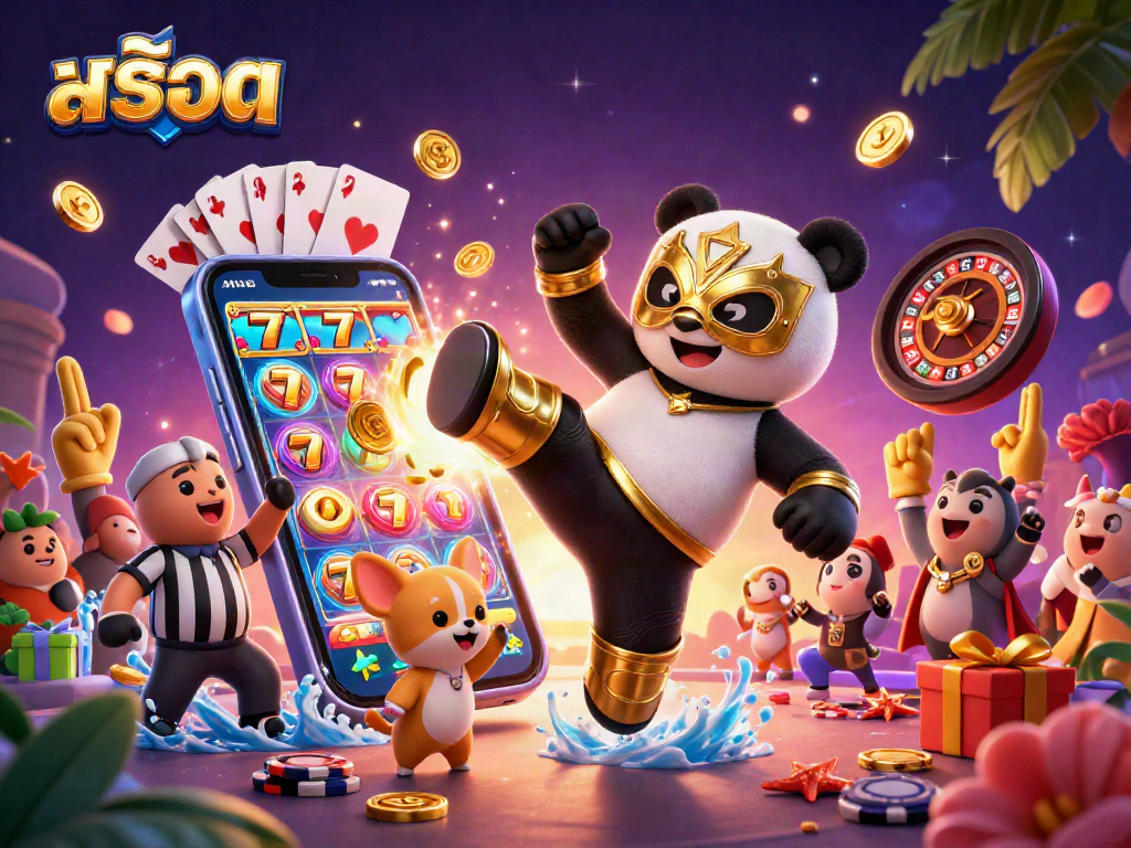Experience สล็อต excitement with a vibrant illustration of animal characters enjoying a thrilling slot game.