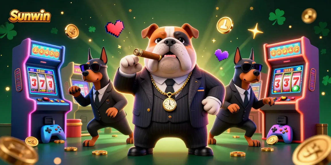 Engage with Sunwin's thrilling games surrounded by iconic casino elements in a dynamic 3D scene.