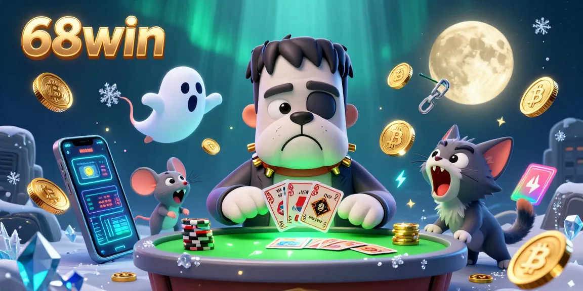 Play cards with the quirky Frankenstein bulldog at 68win’s lively casino table.