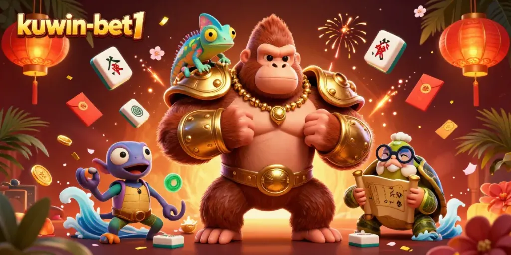 Engage in thrilling gameplay at kuwin-bet1 with colorful casino characters and vibrant game elements.