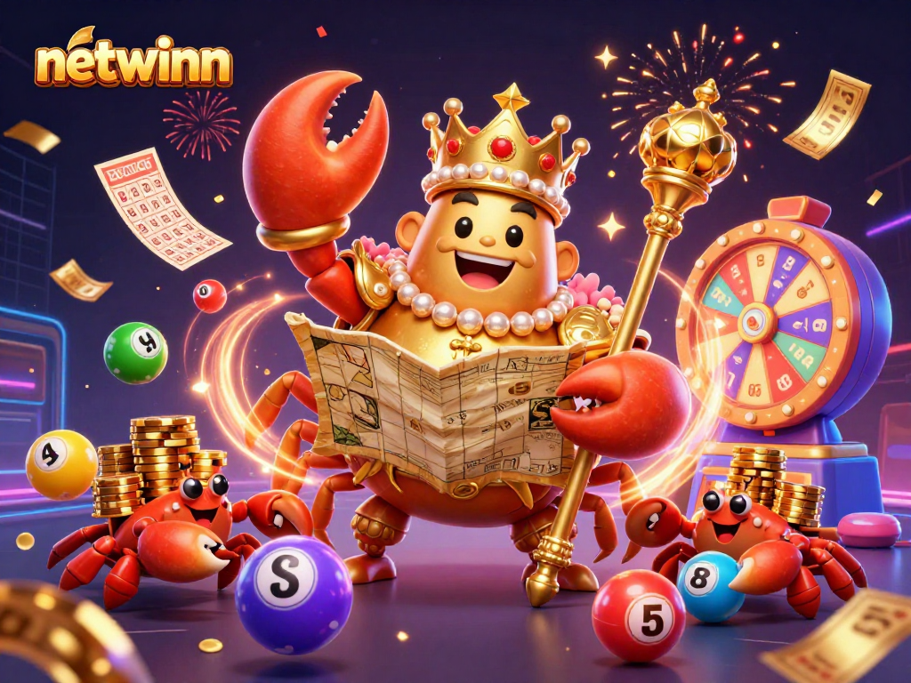 Engage with vibrant netwinn lottery action featuring a golden crab emperor in a dynamic scene.